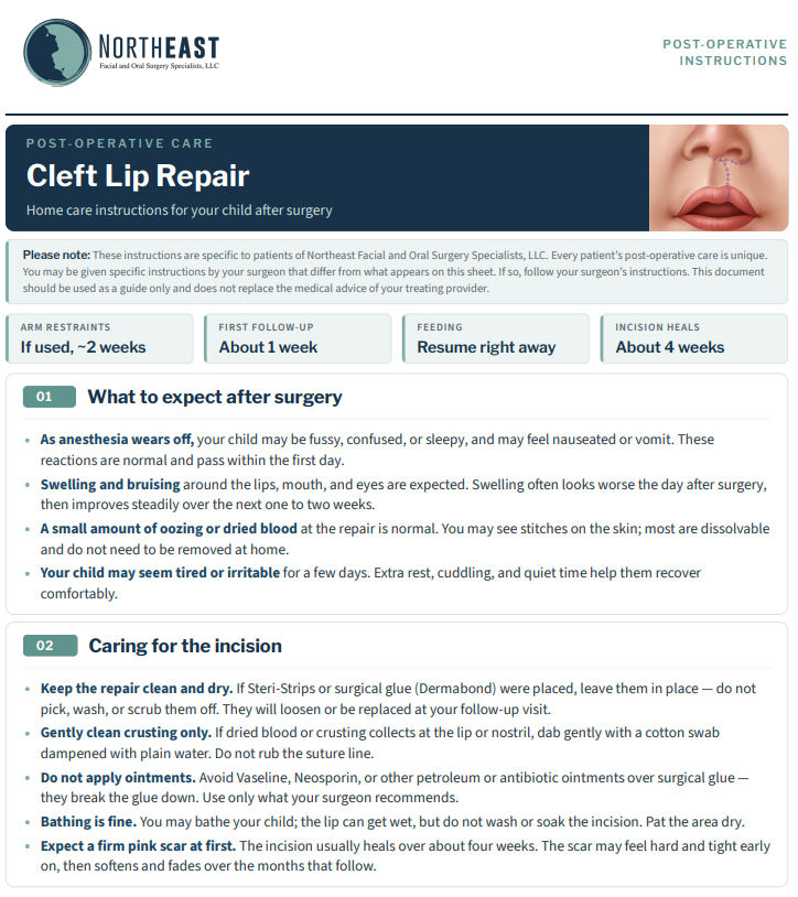 Cleft Lip Repair Post-Op Preview Cleft lip repair post-operative instructions preview