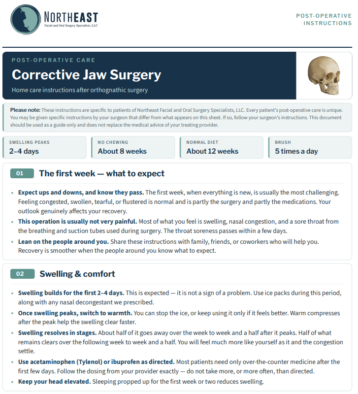 Corrective Jaw Surgery Post-Op Preview Corrective jaw surgery post-operative instructions preview
