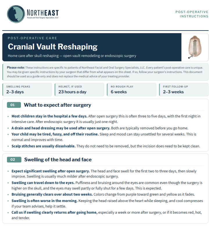 Cranial Vault Reshaping Post-Op Preview Cranial vault reshaping post-operative instructions preview