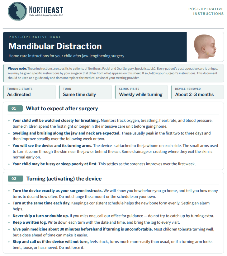 Mandibular Distraction Post-Op Preview Mandibular distraction post-operative instructions preview