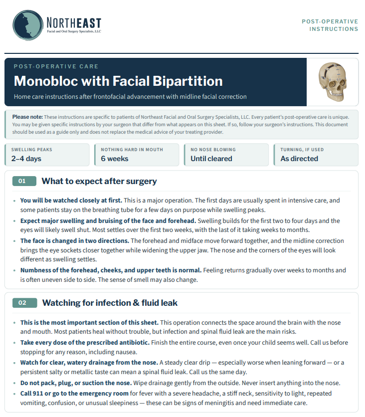 Monobloc Bipartition Post-Op Preview Monobloc bipartition post-operative instructions preview