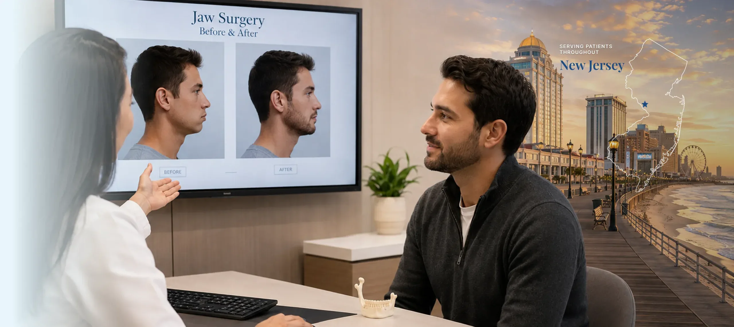 New Jersey-male-jaw-surgery-patient-consultation-hero-cover-desktop Man during a jaw surgery consultation in New Jersey