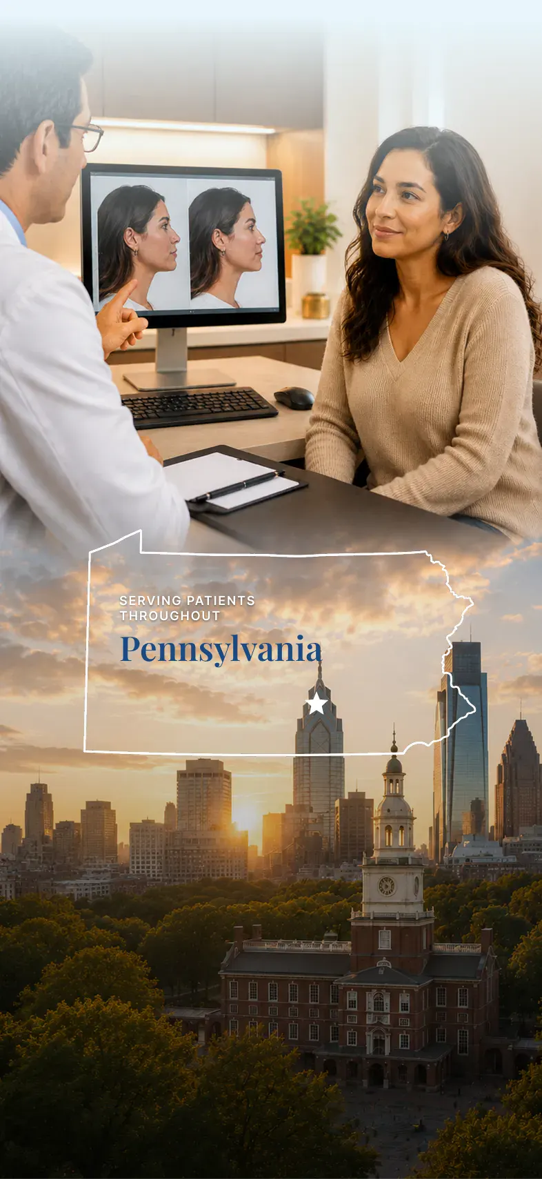 Pennsylvania-female-jaw-surgery-patient-consultation-hero-cover-mobile Woman during a jaw surgery consultation in Pennsylvania