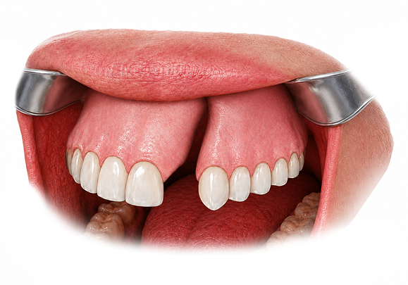 ABG 1 - reframed 2 Illustration of the bony cleft in the alveolar ridge before bone grafting.