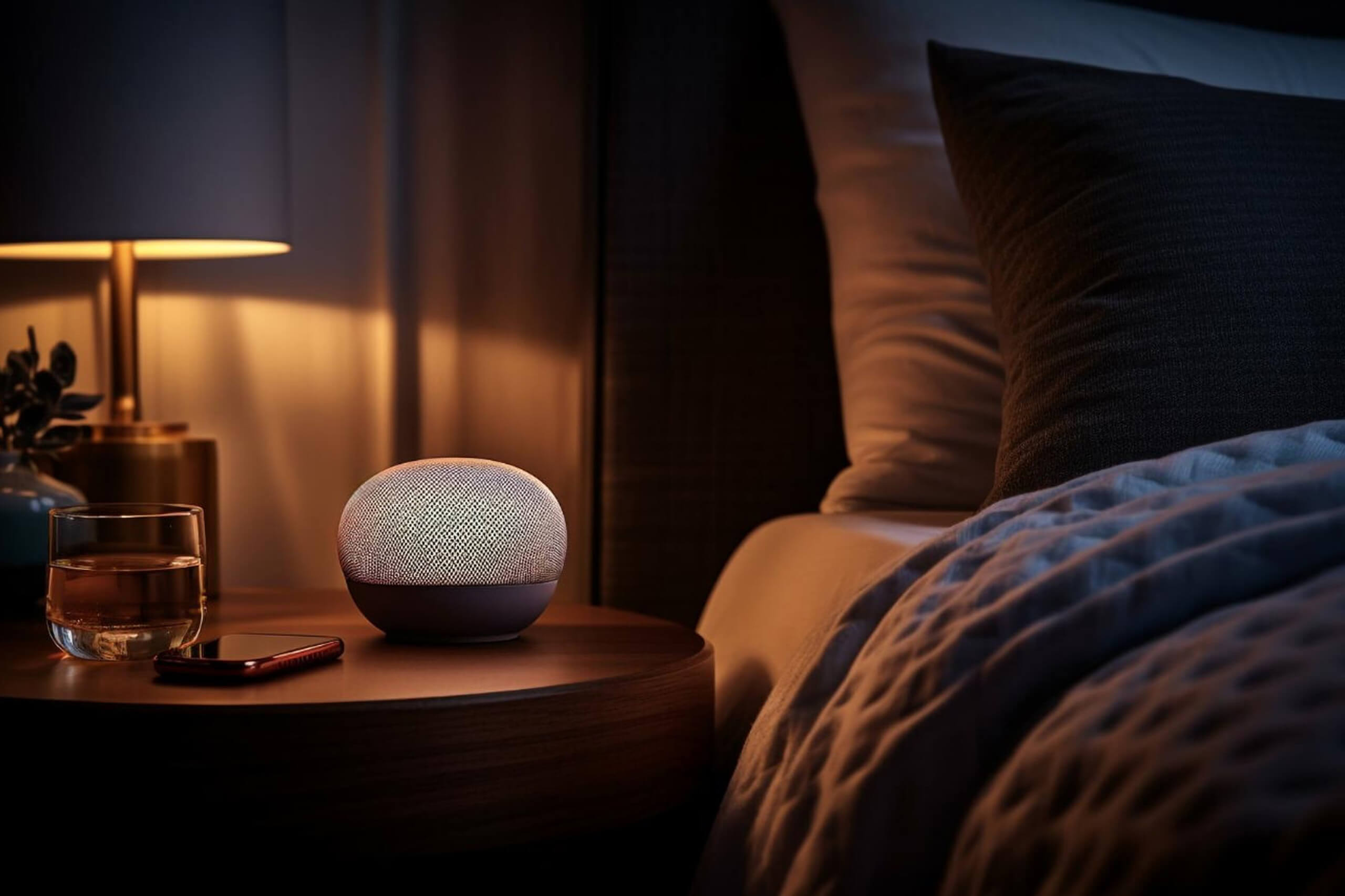 Bedroom with nightstand and Night Light