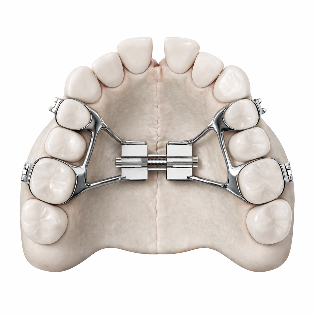 SARPE - after 1 Illustration of the widened upper jaw with the expander in place after SARPE.
