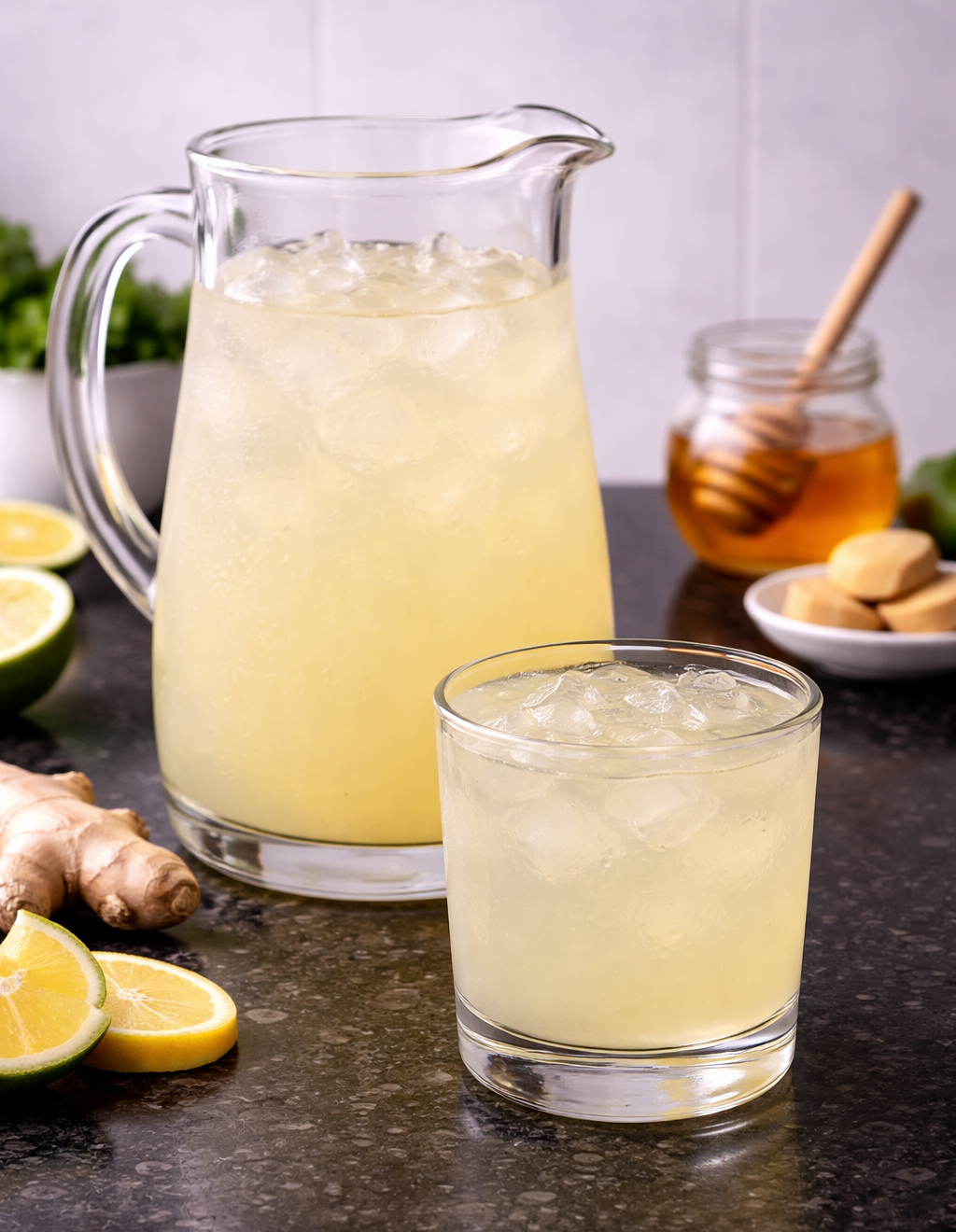 Glass of ginger lime cooler.