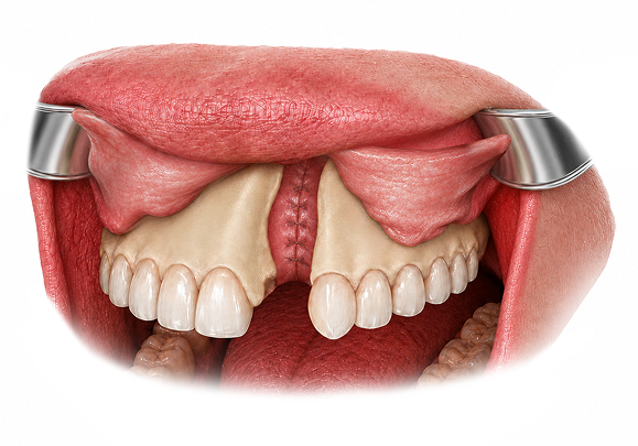 ABG 3 - reframed Illustration of the nasal floor sutured closed before graft placement.