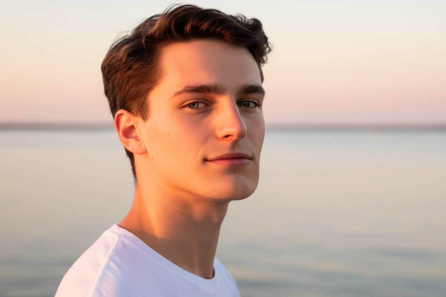 Portrait of a Young Man with maxillary hypoplasia by the Water
