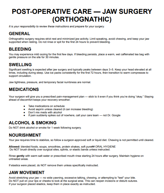 Post-Operative Care Guide Post-Operative Care Guide
