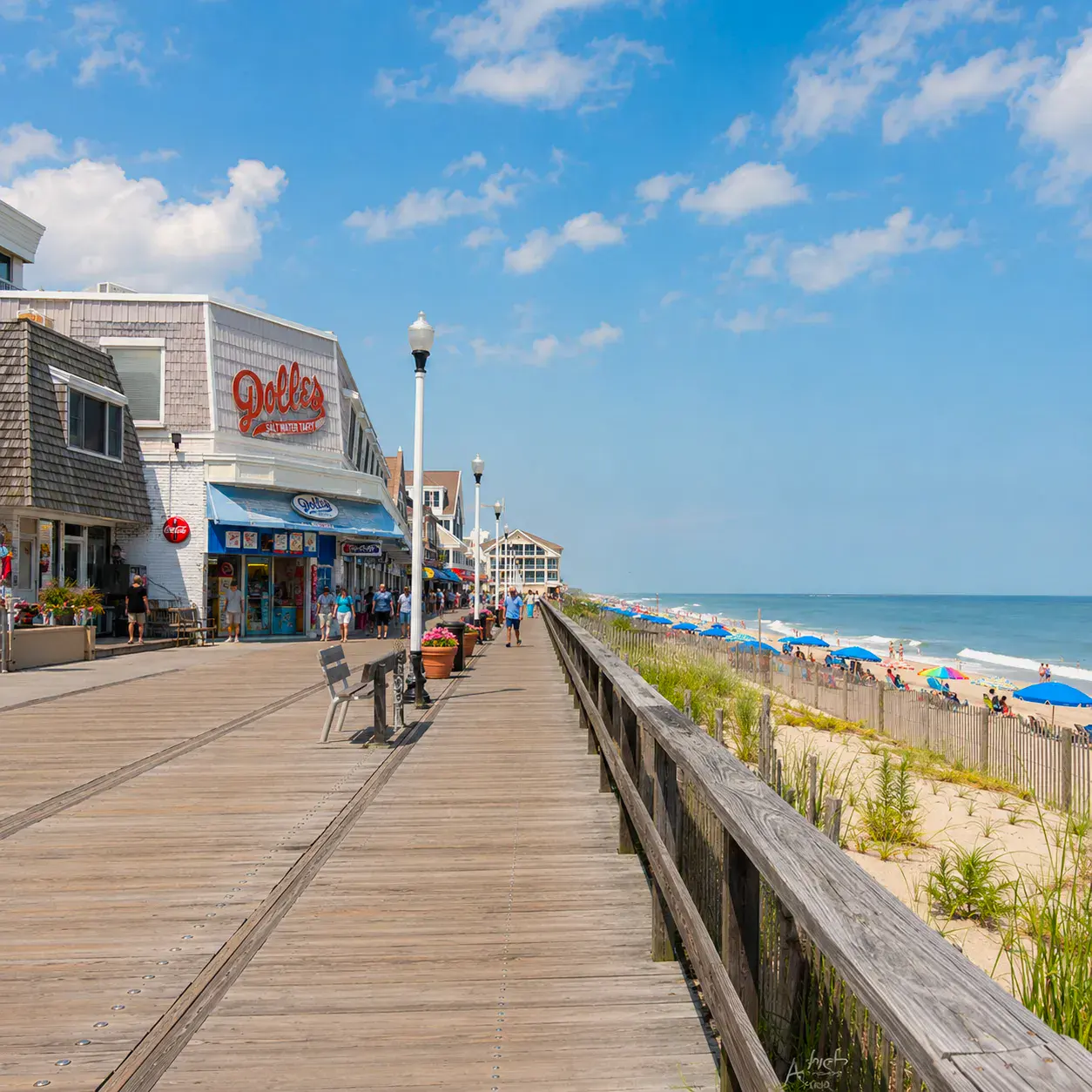 Boardwalk along the Atlantic Ocean at Rehoboth Beach, Delaware