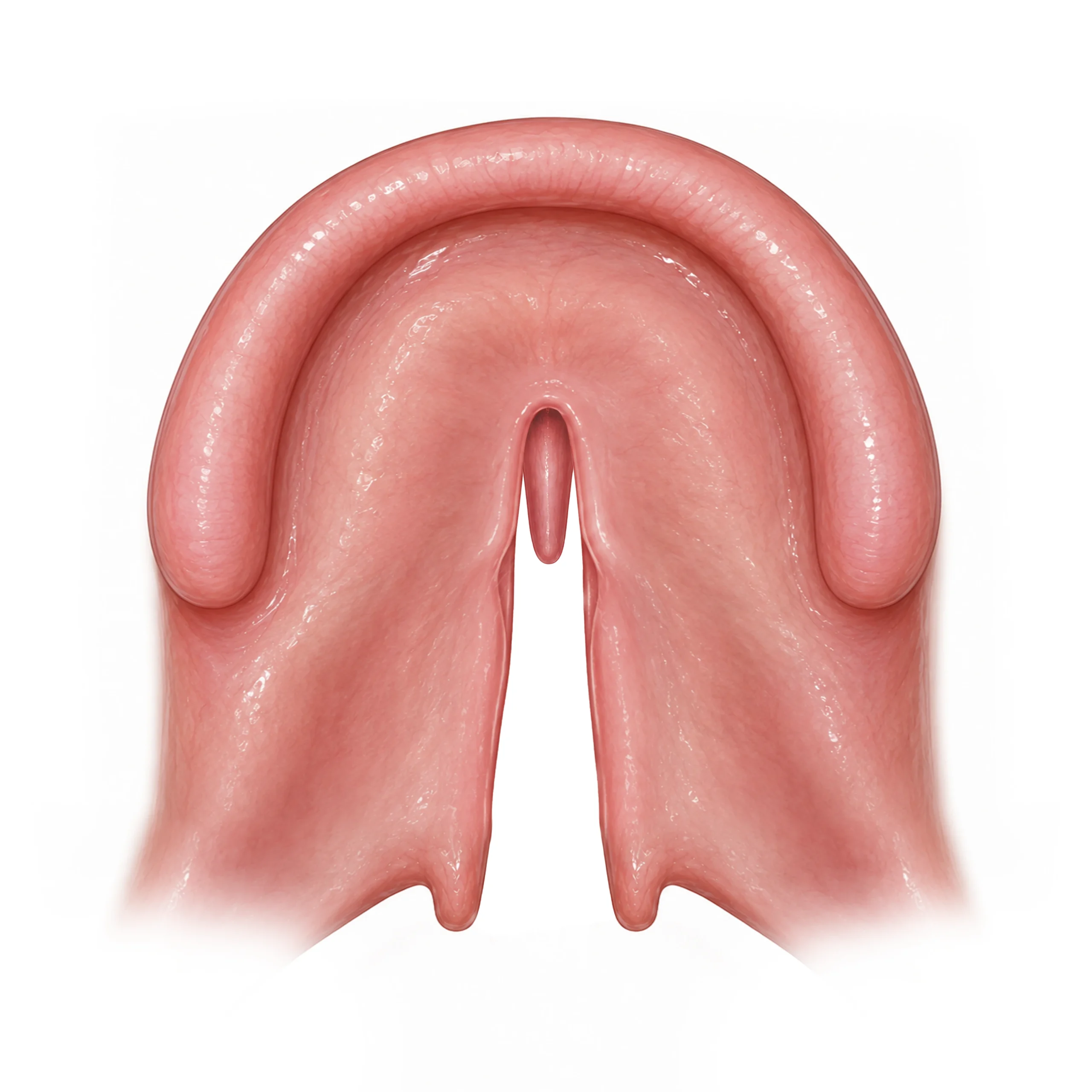 Illustration of a Veau class II cleft limited to the soft and hard palate.