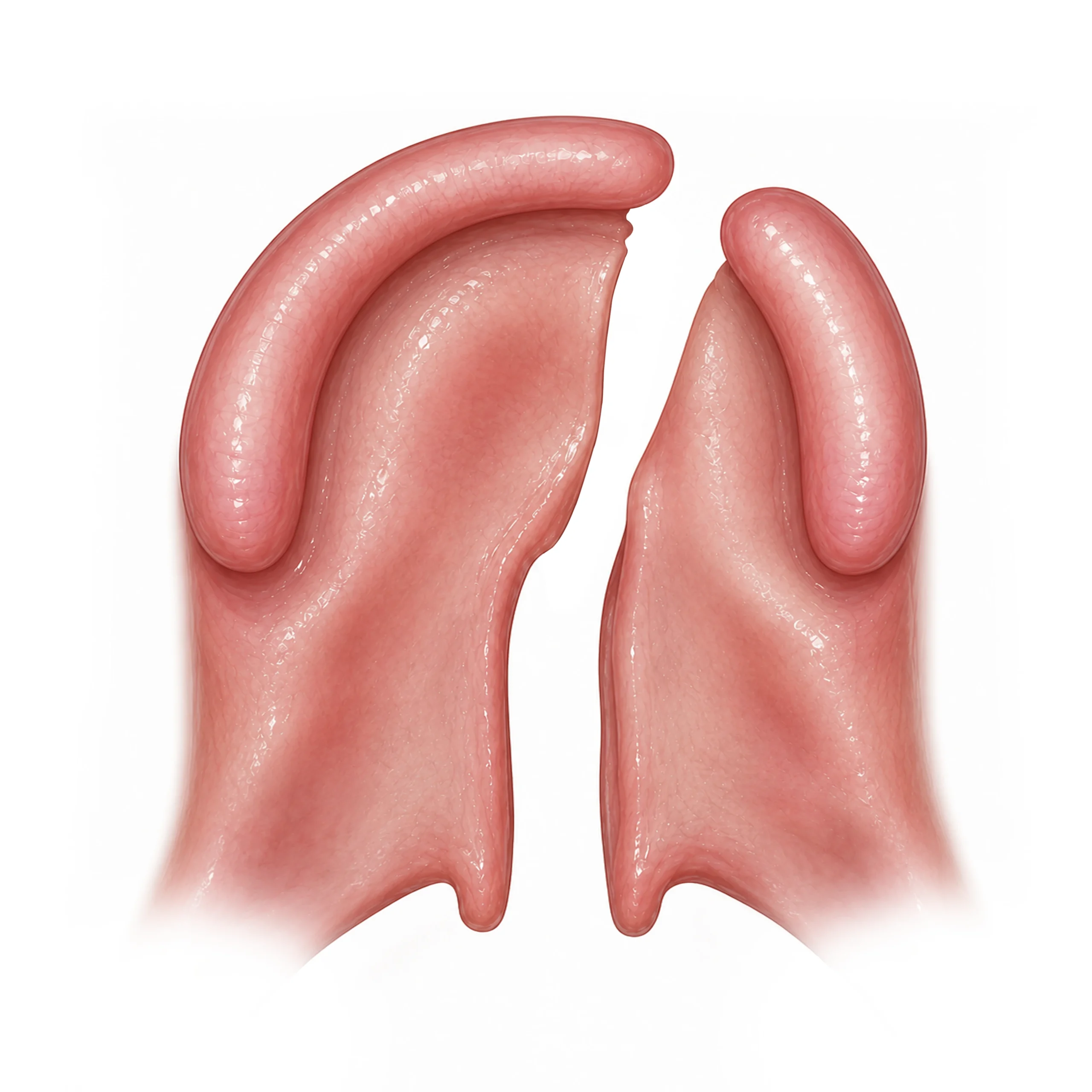 Illustration of a Veau class III complete unilateral cleft palate.
