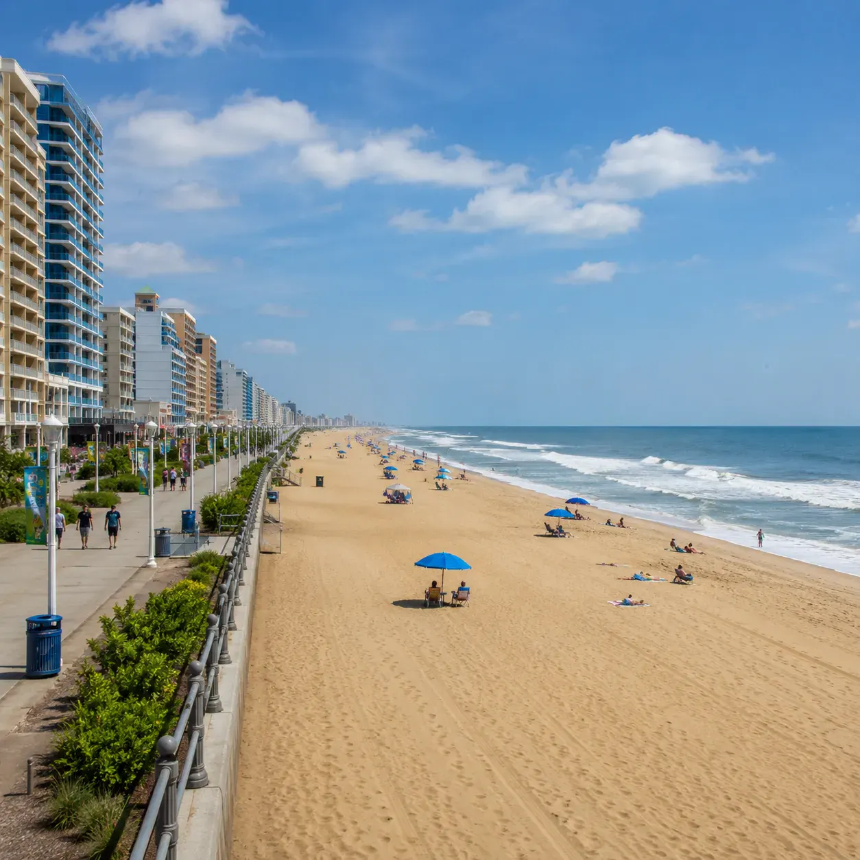 Boardwalk along the oceanfront at Virginia Beach, Virginia