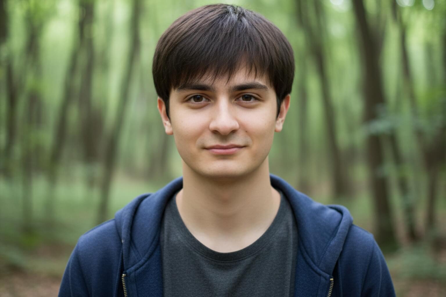 young man with maxillomandibular deficiency standing outside